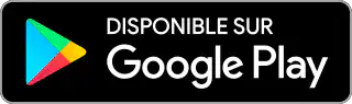 Logo du Google Play Store avec mention: Disponible sur Google Play en blanc sur fond noir